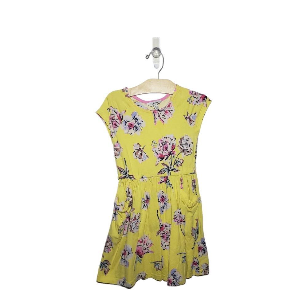 Joules 5 Girls Yellow Floral Capsleeve Dress with Pockets